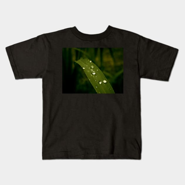 Water Drops - green macro Kids T-Shirt by JuicyJulsy